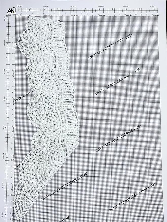 Ani Accessories dyeable neckline patch on graph with size measurement guide, ideal for dyeing, sewing and tailoring use now