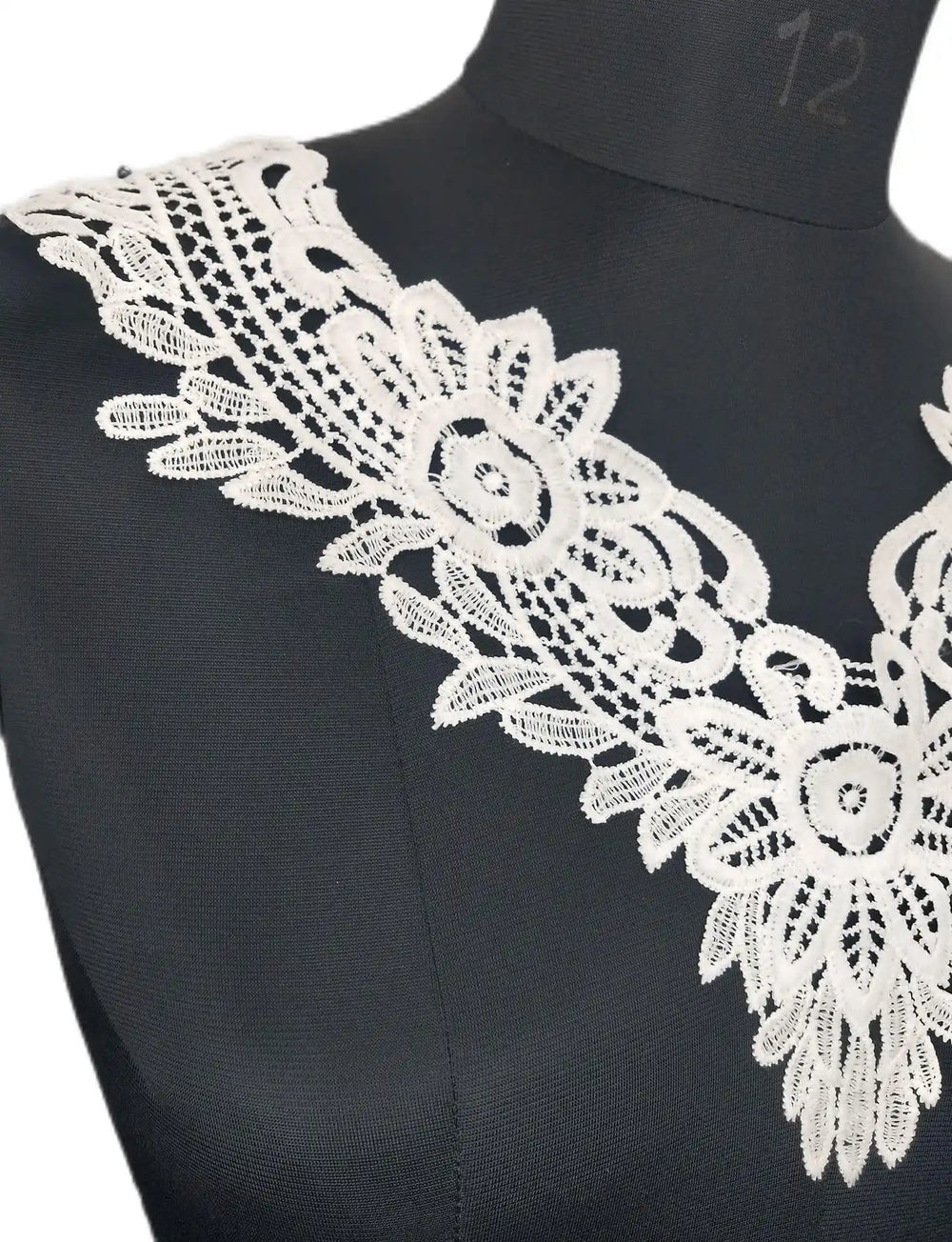 Ani Accessories elegant V-shaped white floral lace neckline for sewing on kurtis, blouses, and gowns