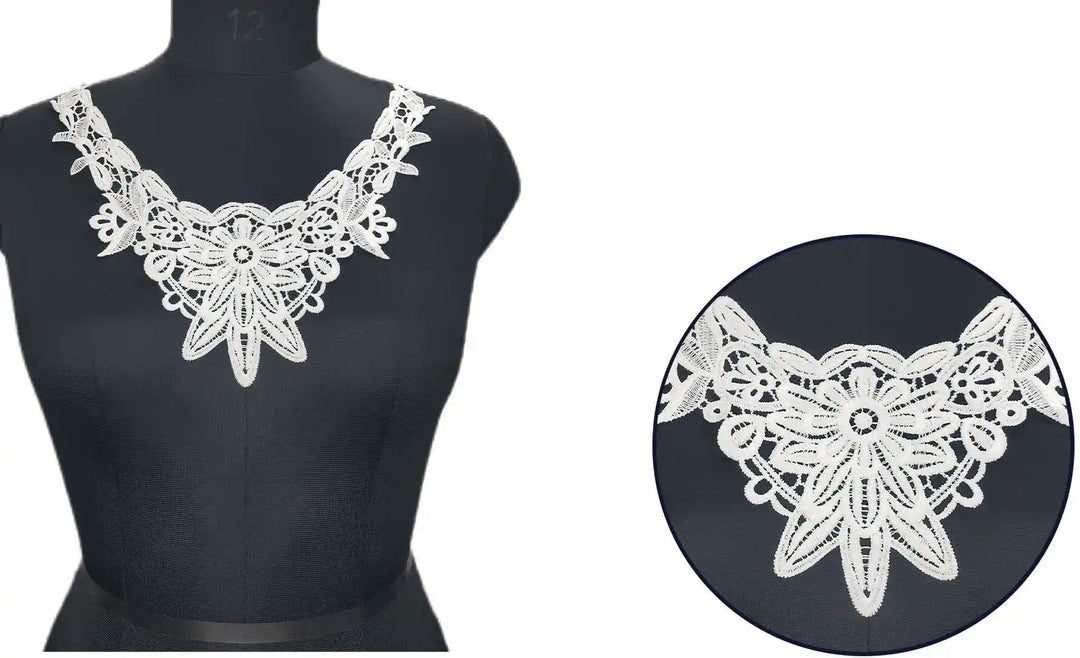 Ani Accessories elegant chrysanthemum charm dyeable neckline for sewing on designer garments