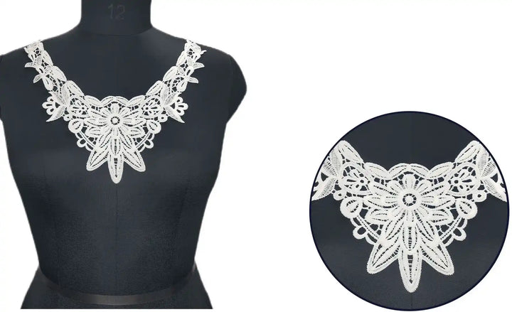 Ani Accessories elegant chrysanthemum charm dyeable neckline for sewing on designer garments