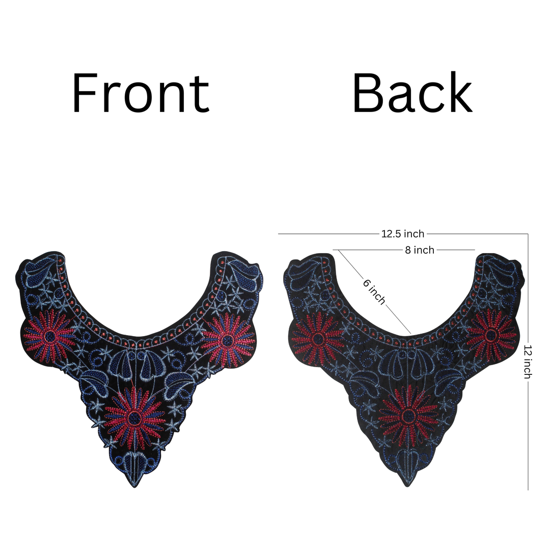 Ani Accessories elegant lily flower scoop neckline yoke featuring fine embroidery for graceful garment detailing.