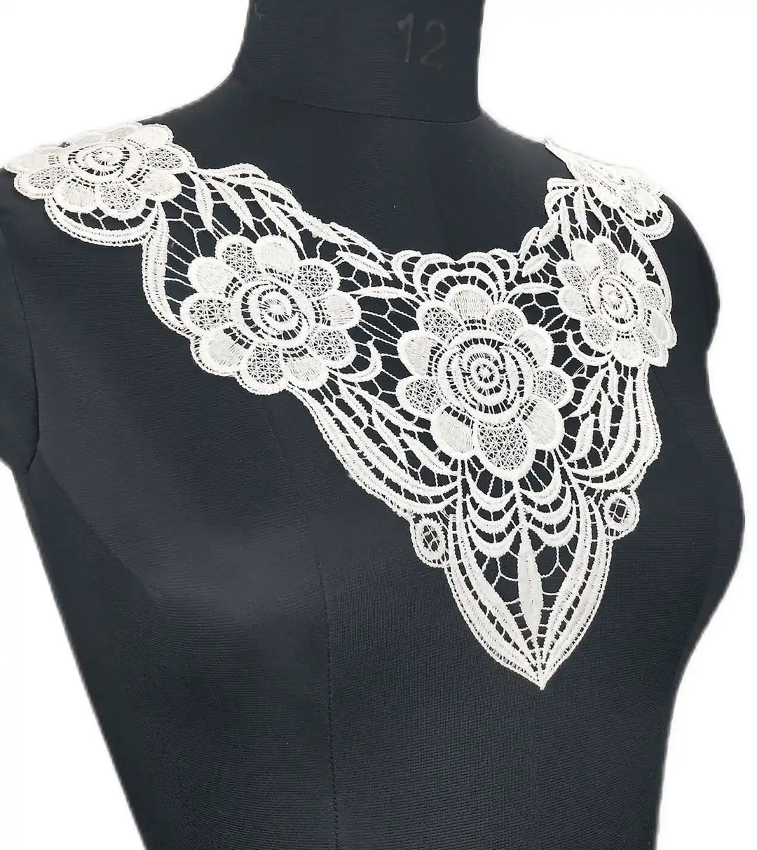 Ani Accessories elegant sunflower neckline with leafy embroidery for sewing on kurtis, blouses, and gowns