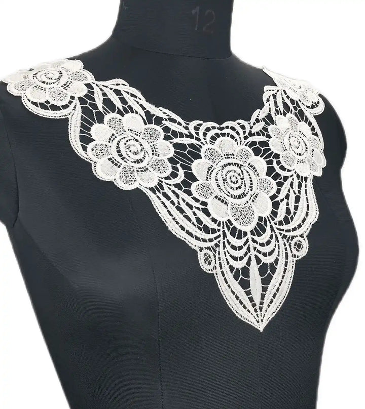 Ani Accessories elegant sunflower neckline with leafy embroidery for sewing on kurtis, blouses, and gowns