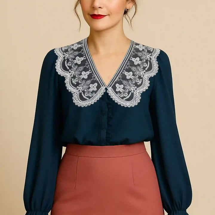 Ani Accessories embroidered Victorian floral Peterpan collar featuring elegant detailing for women apparel