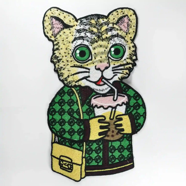 Ani Accessories embroidered cat sew patch, decorative animal applique for apparel, bags, kurtis & DIY projects
