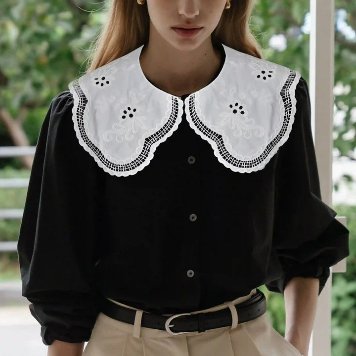 Ani Accessories embroidered cutwork floral Peterpan collar featuring delicate detailing for women apparel