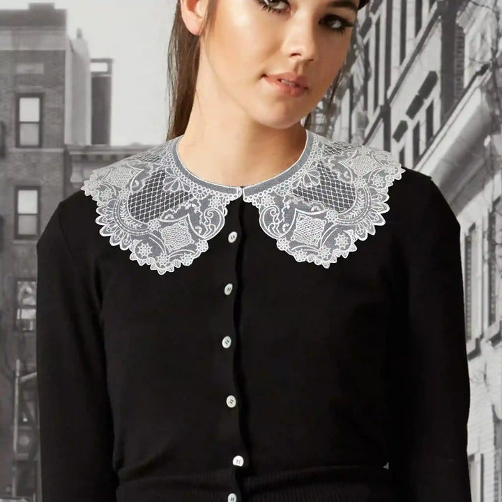 Ani Accessories embroidered floral cutwork cross Peterpan collar applique for dresses kurtis and blouses