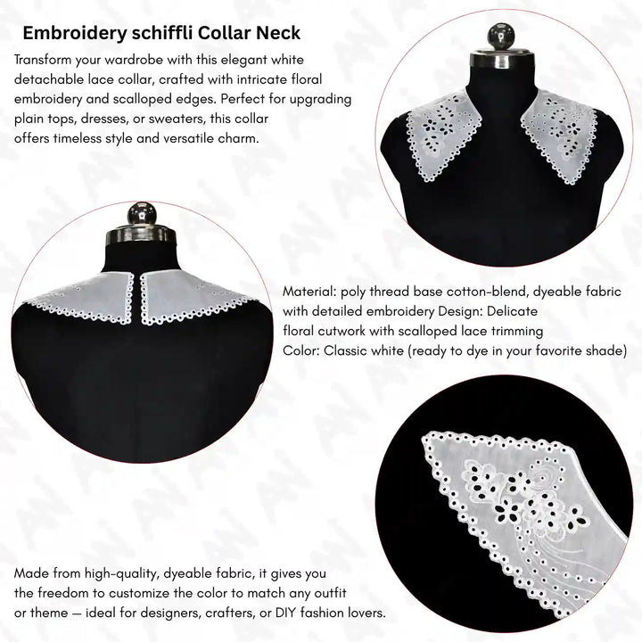 Ani Accessories embroidered floral cutwork neckline collar patch for kurti, gown and blouse decoration