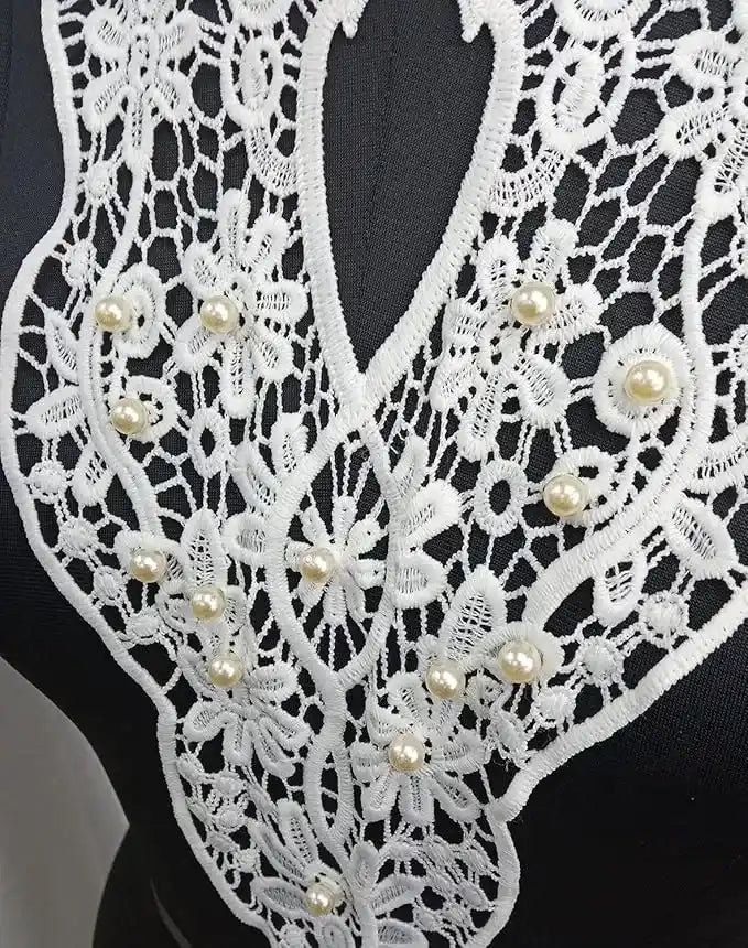 Ani Accessories floral baroque lace round pearl neckline perfect for bridal, ethnic and fusion dresses