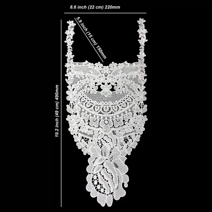 Ani Accessories floral bib yoke designed to enhance necklines with graceful floral embroidery.