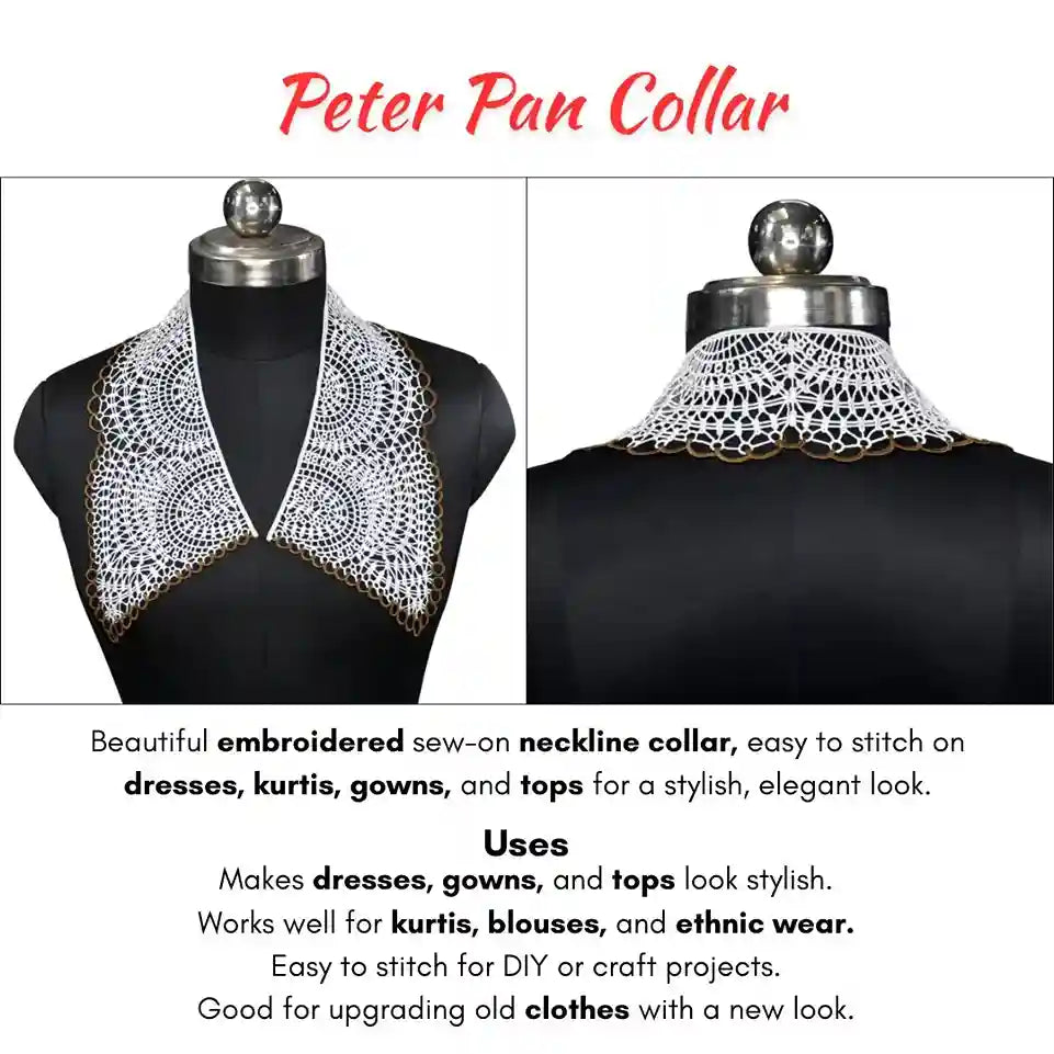 Ani Accessories floral cutwork Puritan collar accessory for blouses, dresses and classic styling