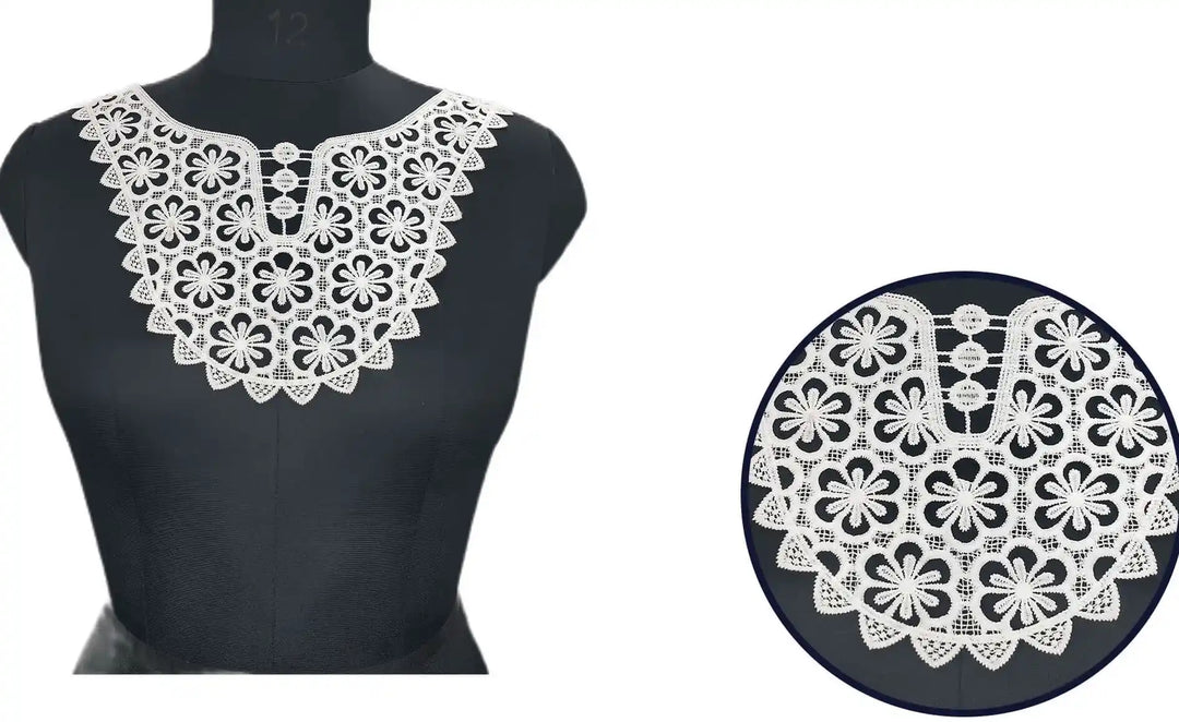 Ani Accessories floral daisies dyeable yoke with fine embroidery for DIY fashion and couture styling