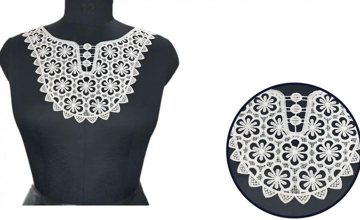 Ani Accessories floral daisies dyeable yoke with fine embroidery for DIY fashion and couture styling