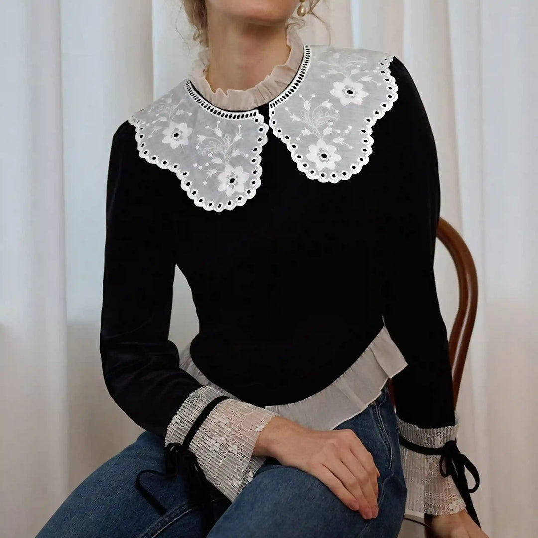 Ani Accessories floral embroidered Peterpan collar featuring refined detailing for women apparel