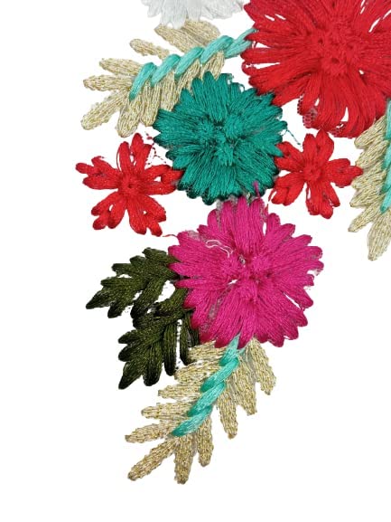 Ani Accessories floral multicolor sew patch closeup highlighting detailed colorful flower design for jackets shirts denim jeans bags and DIY use