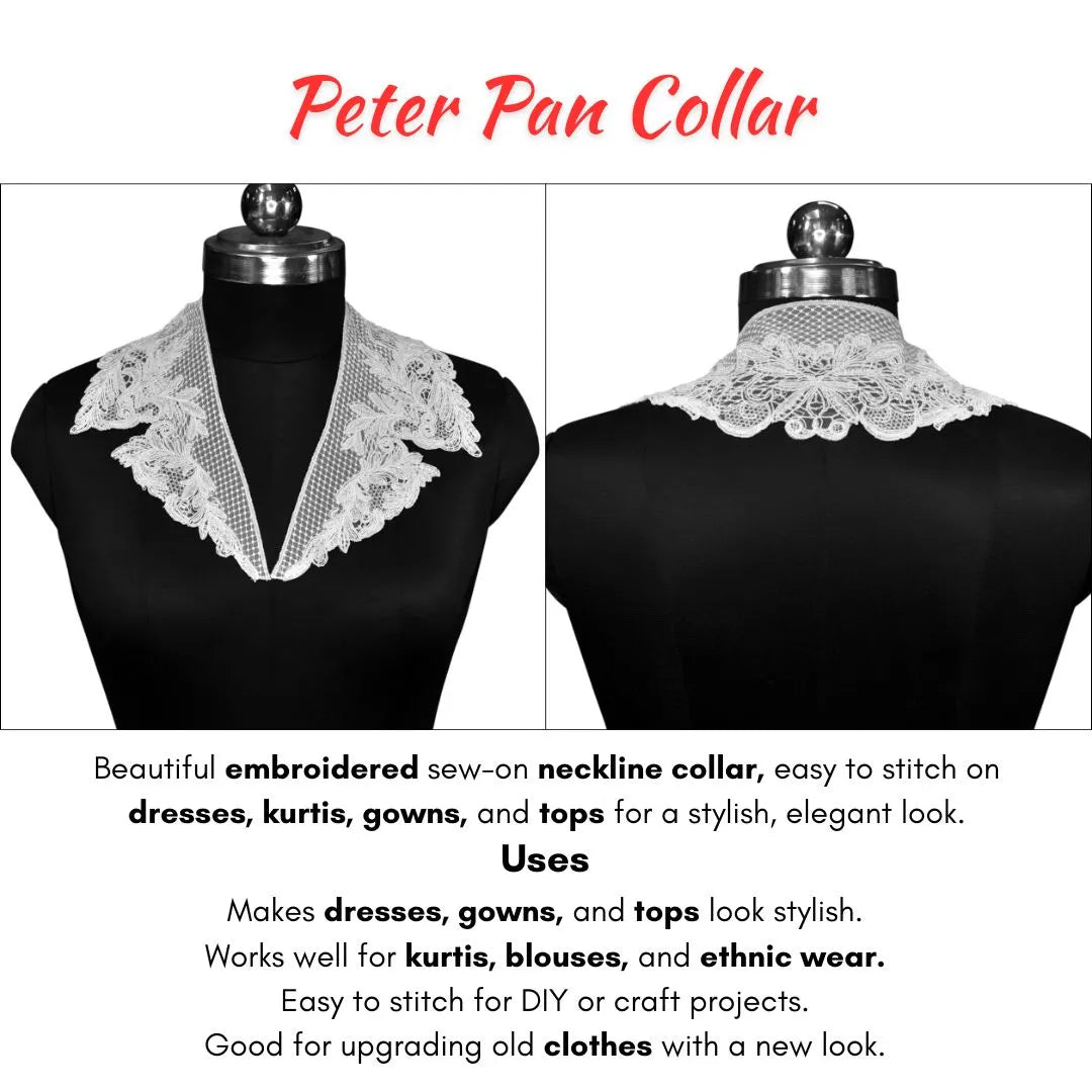 Ani Accessories floral scalloped Peter Pan collar accessory for tops, kurtis and DIY sewing