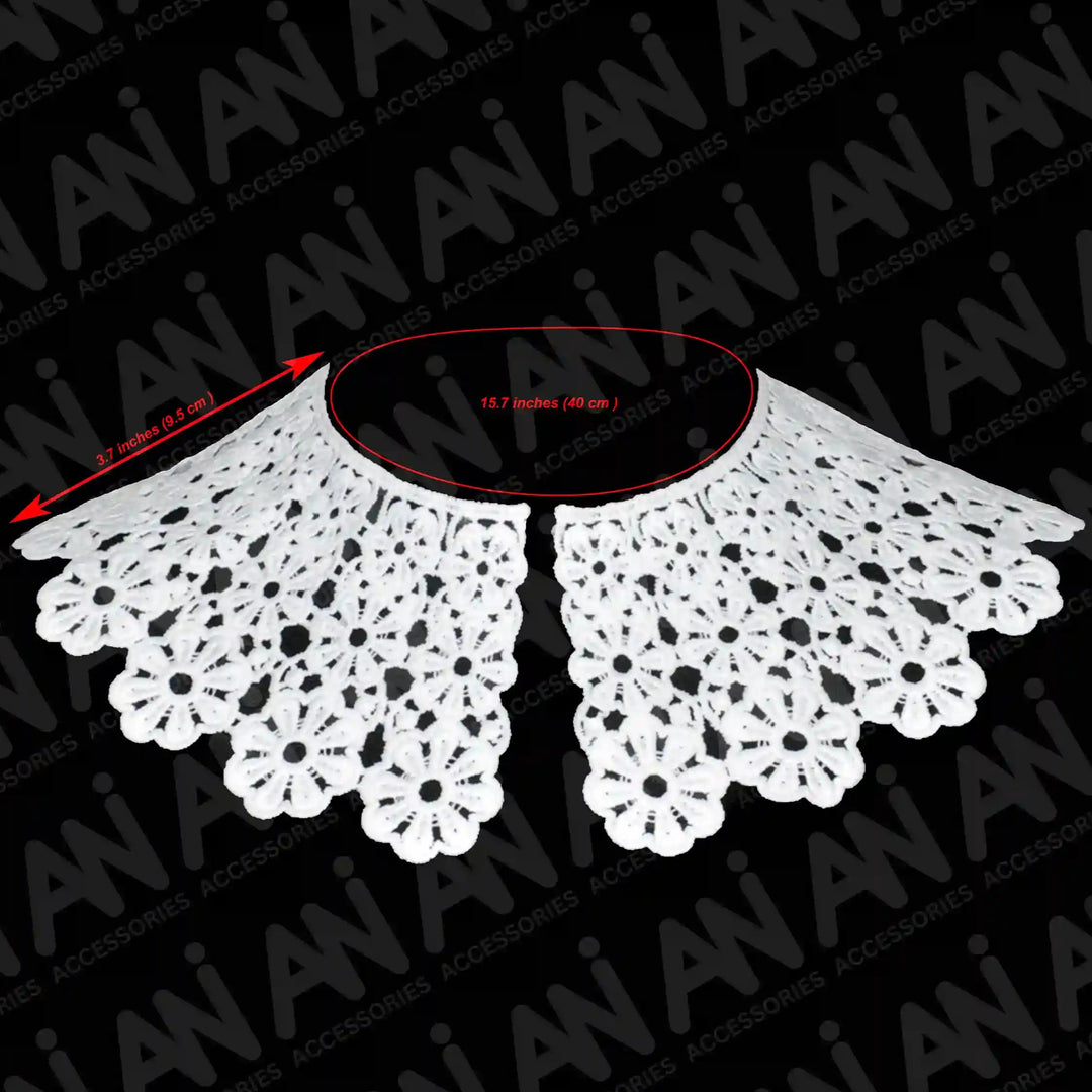 Ani Accessories flowing floral lace neck collar in big and small sizes, small size ideal for kids outfits