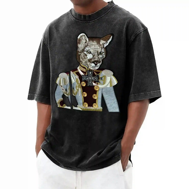 Ani Accessories fox sew patch shown on model for jackets shirts denim jeans bags and DIY clothing projects with animal style!