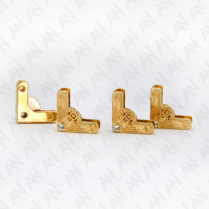 Ani Accessories | 4 gold glided  with rhinestone  in a queue in which on of  is back sided view and and other 3 is front view  