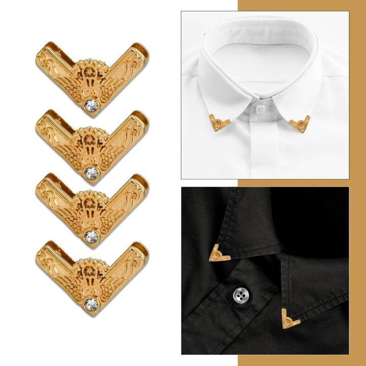Ani Accessories | 4 piece gold  Gilded Glamour with rhinestone and white and black shirt collar  with collar tip in the image