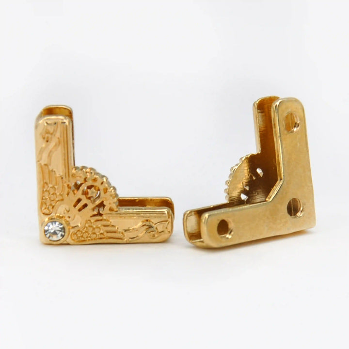 Ani Accessories | 2 piece of gold glided glamour with rhinestone front and back zooming image of collar tips