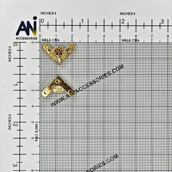 Ani Accessories | 2 piece of gold glided  glamour with rhinestone with front and back view placing in the size chart bar graph.