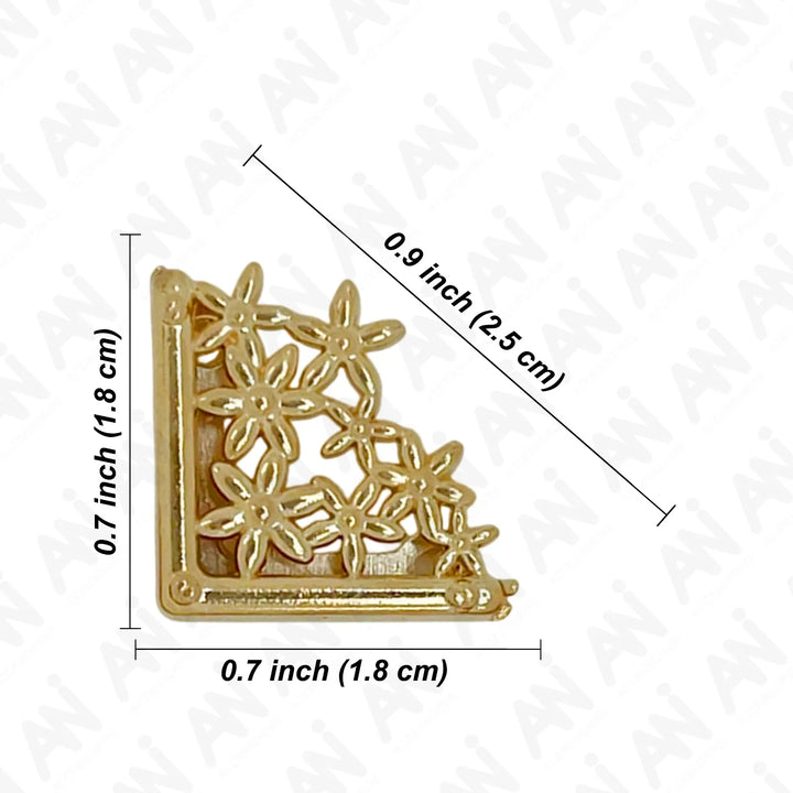 Ani Accessories |  Gold Floral Collar tip dimension chart.
