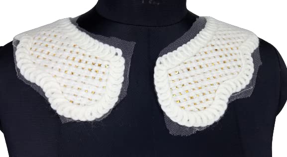 Ani Accessories golden sequins cross design shoulder neckline with intricate embroidery detailing