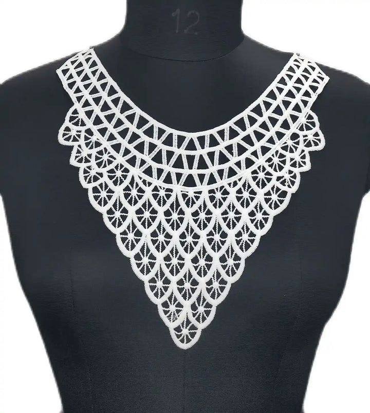 Ani Accessories grape design white neckline with delicate floral embroidery for elegant dresses and ethnic wear