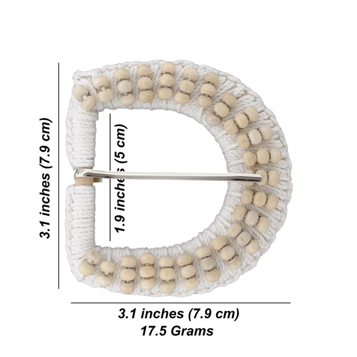 Ani Accessories handmade D shaped off white raffia buckle 3.1 inch straw buckle for belt bag DIY craft decor