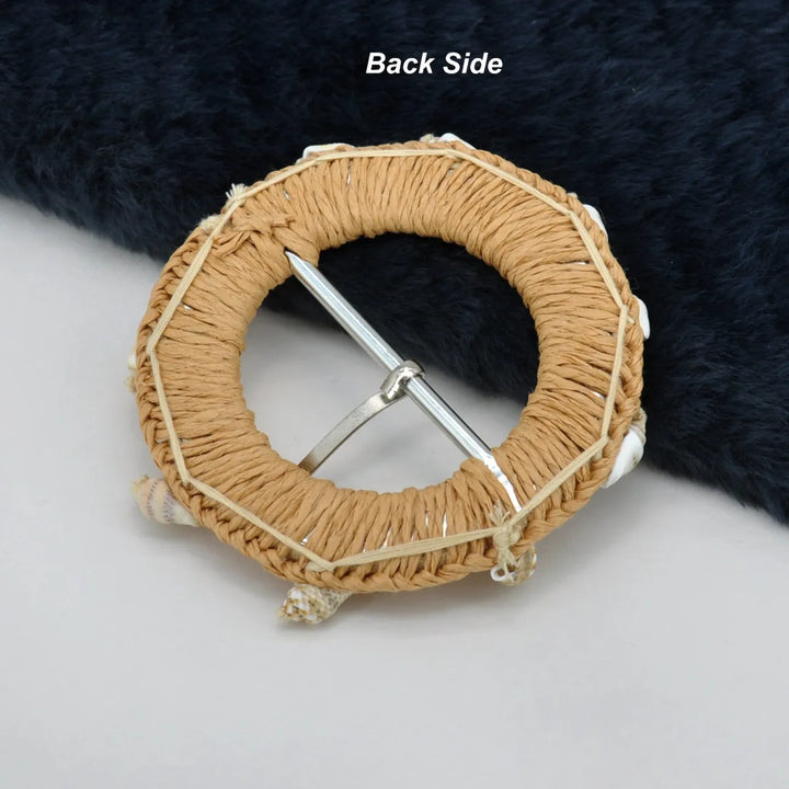 Ani Accessories handmade artisan straw circle raffia buckle 3.3 inch buckle for belts bags DIY craft