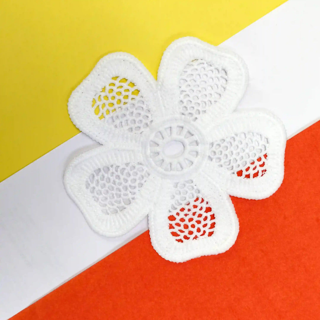 Ani Accessories handmade floral crochet cotton patch shimmering petals for dresses kurti applique craft