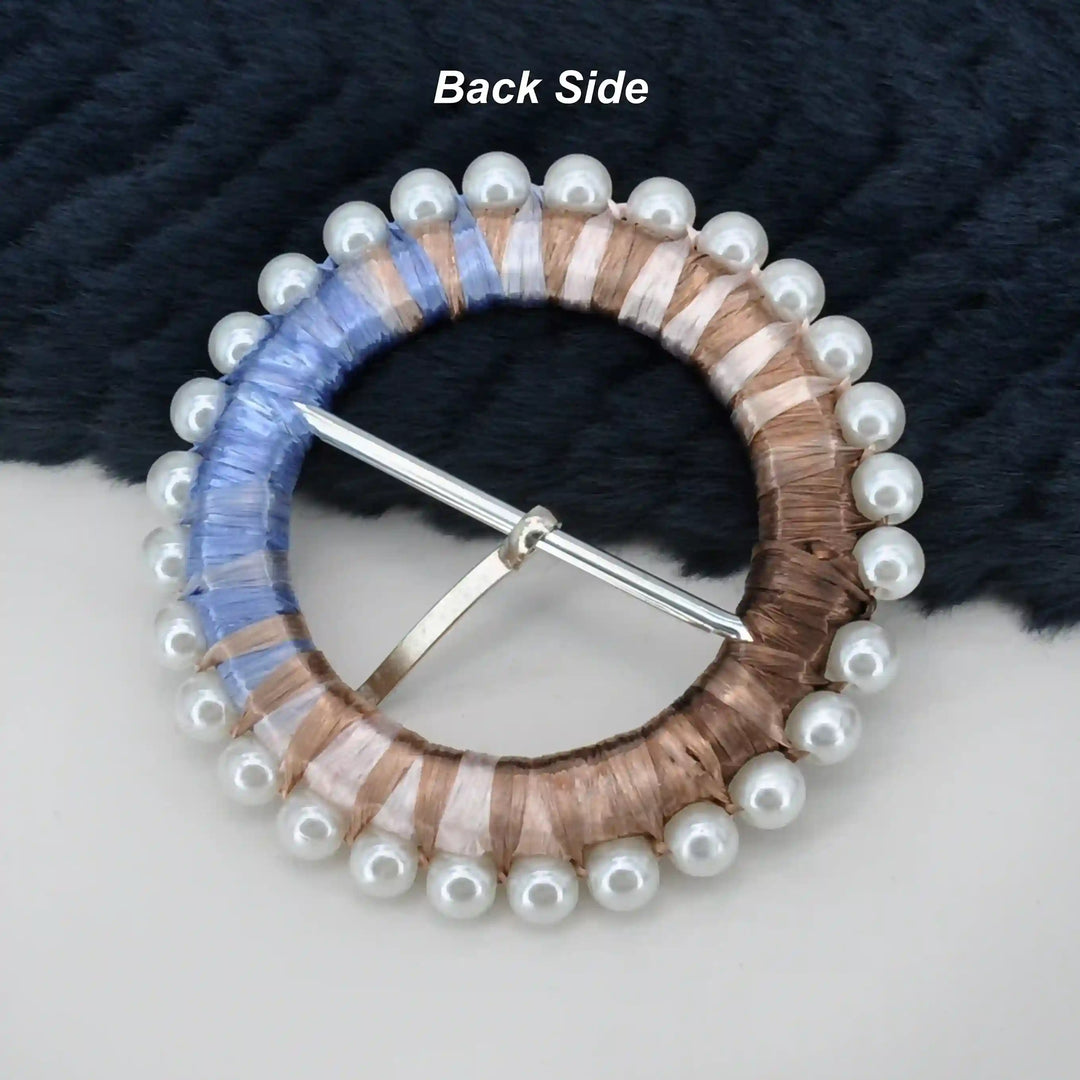 Ani Accessories handmade multicolor pearl raffia buckle straw woven buckle for belt bag DIY fashion craft decor