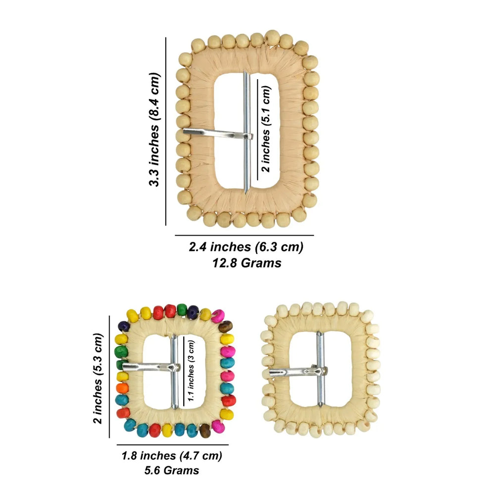 Ani Accessories handmade rectangular straw raffia buckle 2 and 3.3 inch buckle for belt bag DIY craft decor