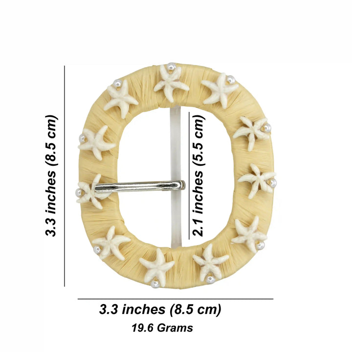 Ani Accessories handmade starfish encrusted raffia buckle straw woven buckle for belt bag DIY craft decor