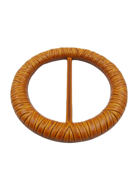 Ani Accessories imitation raffia adjustable  buckle flat angle view to better clarity of the thickness of the buckle.