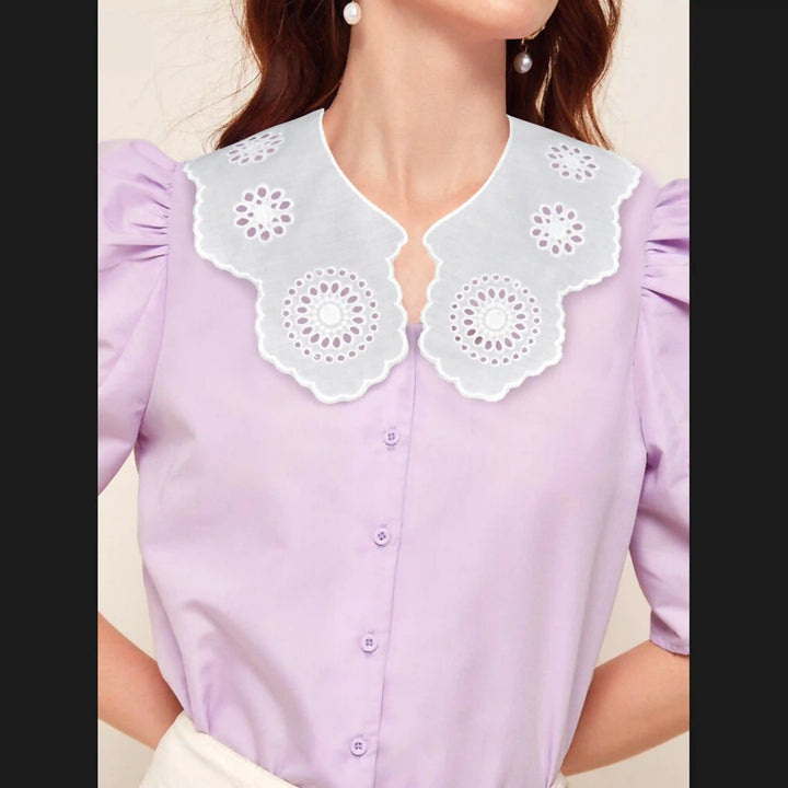 Ani Accessories jabot Peter Pan collar featuring elegant layered front for dresses, tops and classic styling