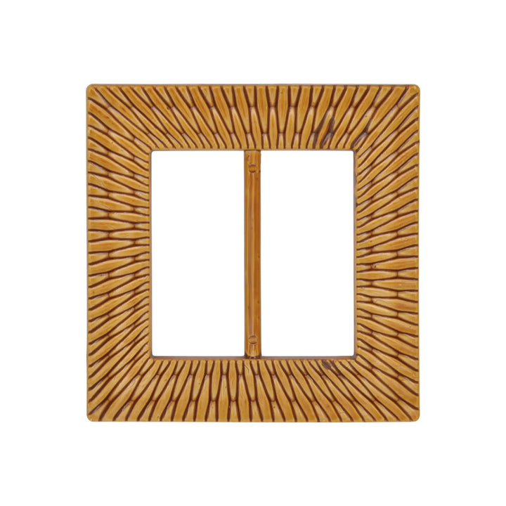 Ani Accessories  large Square Shape Imitation Raffia buckle  with wicker design on a white background