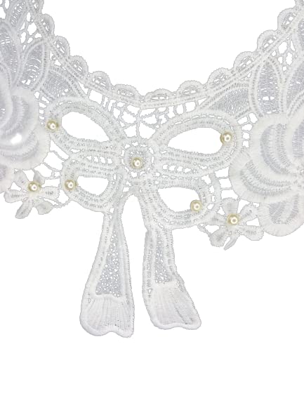 Ani Accessories large bow and flower design neckline with decorative floral embroidery and refined detailing, dyeable sew-on applique