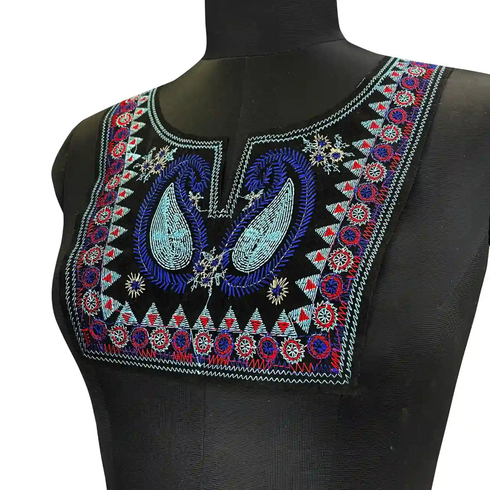 Ani Accessories multicolor embroidered round neckline designed to enhance dresses and ethnic wear.