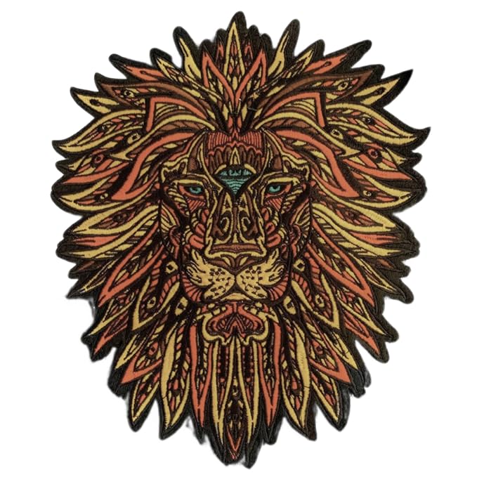 Ani Accessories multicolor lion sew-on patch with detailed embroidery for apparel and DIY crafts