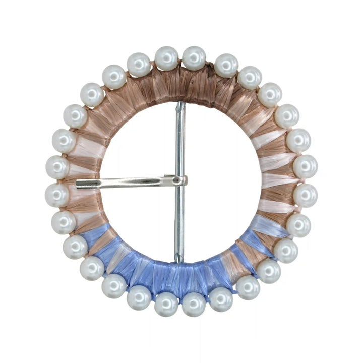 Ani Accessories multicolor pearl raffia buckle handmade straw buckle for belts bags boho DIY craft decor