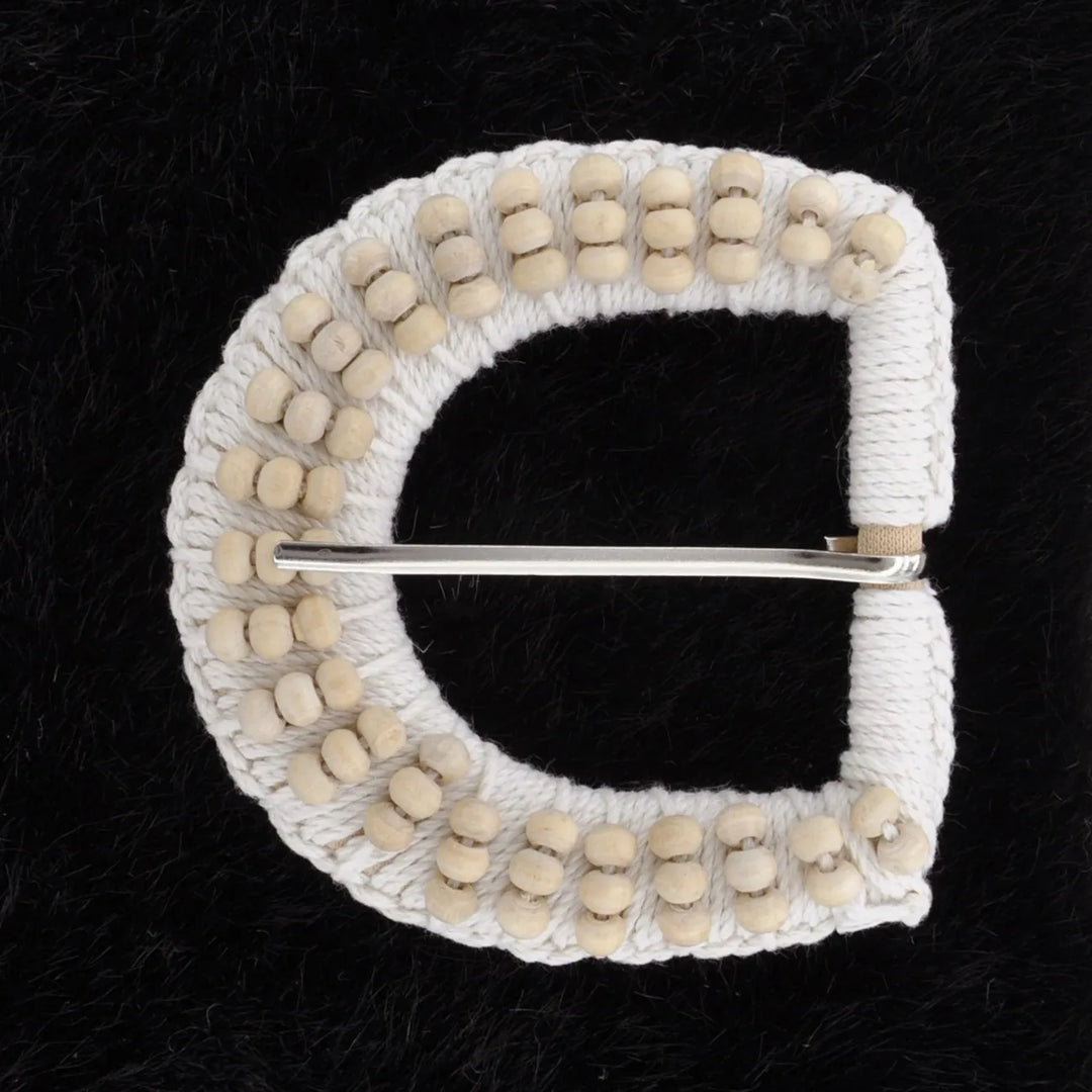 Ani Accessories off white raffia D shaped buckle 3.1 inch handmade straw buckle for belt bag DIY craft decor
