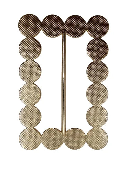 Ani Accessories Zooming image pearl metal buckle  plain gold backside  view of buckle in a white background.