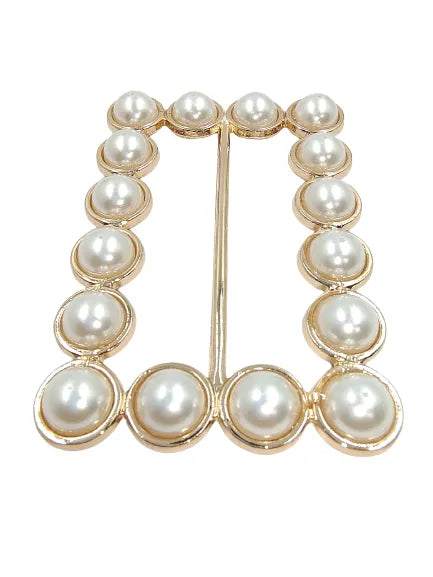 Ani Accessories Zooming image of pearl metal buckle flat angle in a white background 