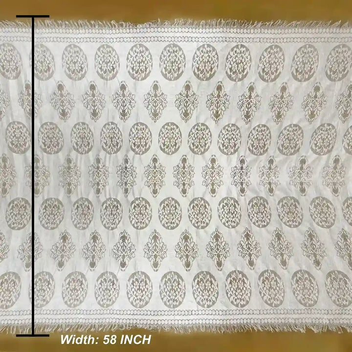 Ani Accessories premium French dyeable fabric damask medallion floral 58 inches for wedding dresses showing size