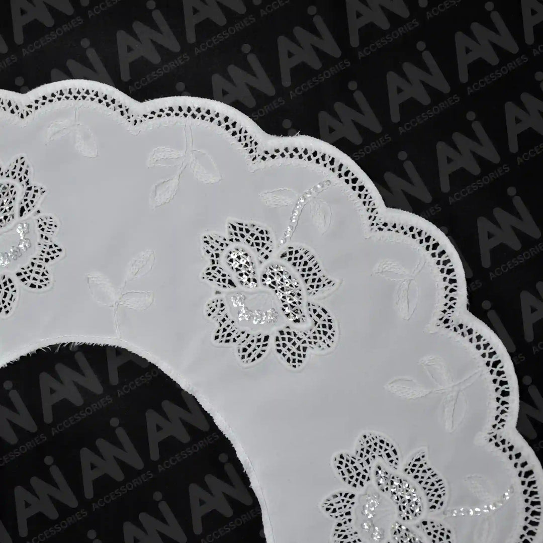 Ani Accessories ruffled Peter Pan neck collar adding soft feminine charm to stylish garments