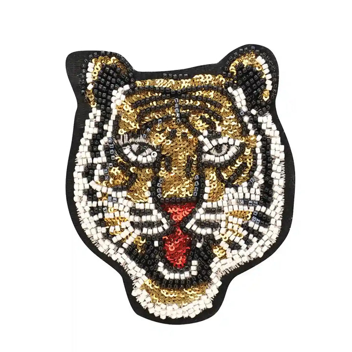 Ani Accessories small Tiger’s Roar beaded sew-on patch with intricate bead and sequin details
