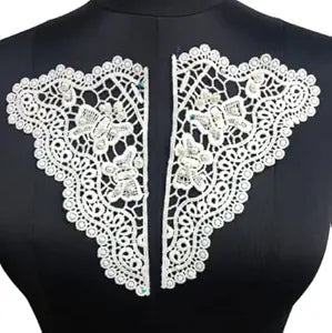 Ani Accessories two part elegant pearl patch featuring fine pearl detailing and embroidery, dyeable sew-on applique for blouses