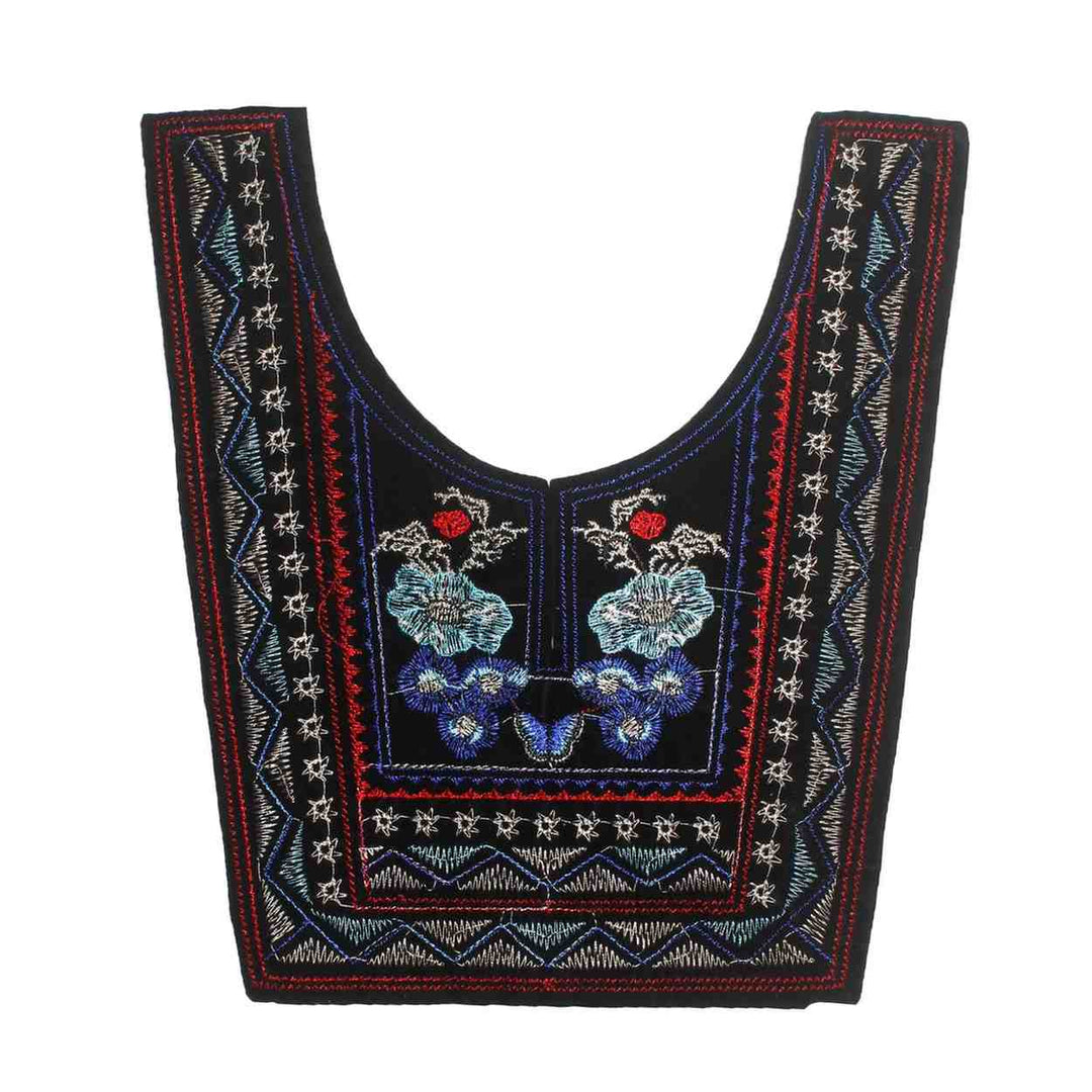 Ani Accessories vibrant green embroidered neckline patch for kurtis and dresses with elegant floral work for ethnic wear chic